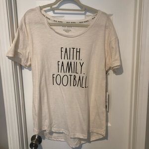 3/$15 NWT Rae Dunn faith family football short sleeves t-shirt